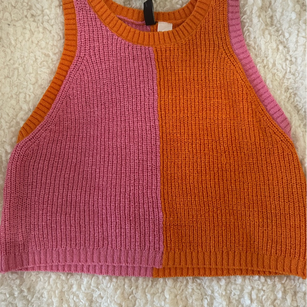Pink and Orange Knit Tank Top